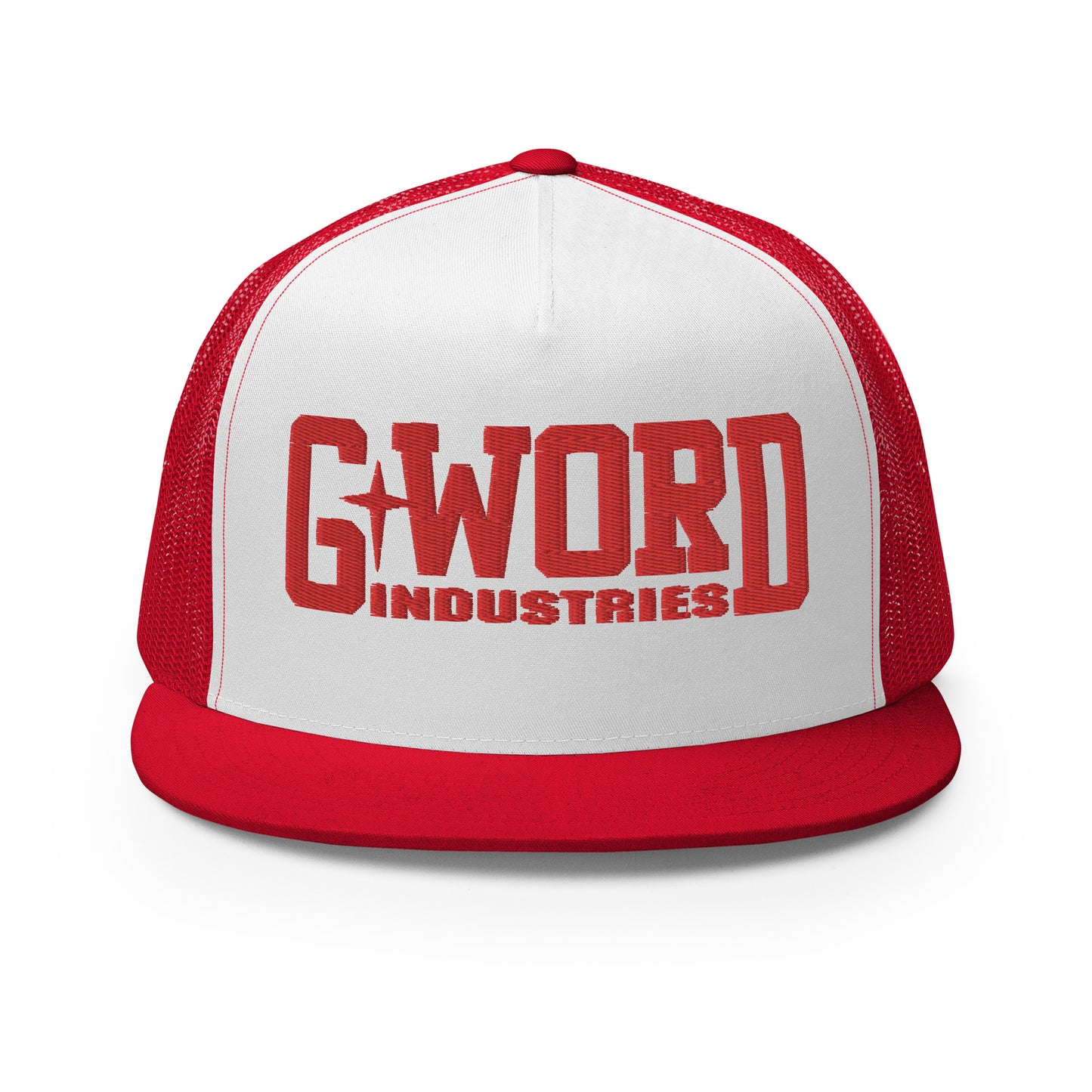 GWORD INDUSTRIES - THE LIVING TRUTH COLLECTION - Red on White on Red Back - Open Back Trucker Cap