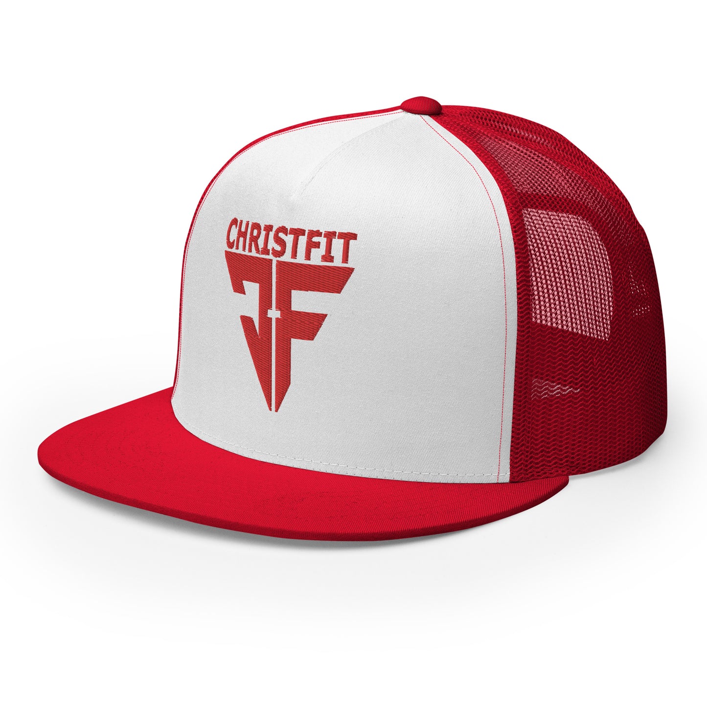 CHRISTFIT - ORIGINAL COLLECTION - RED on WHITE with RED BACK - Open Back Trucker Cap
