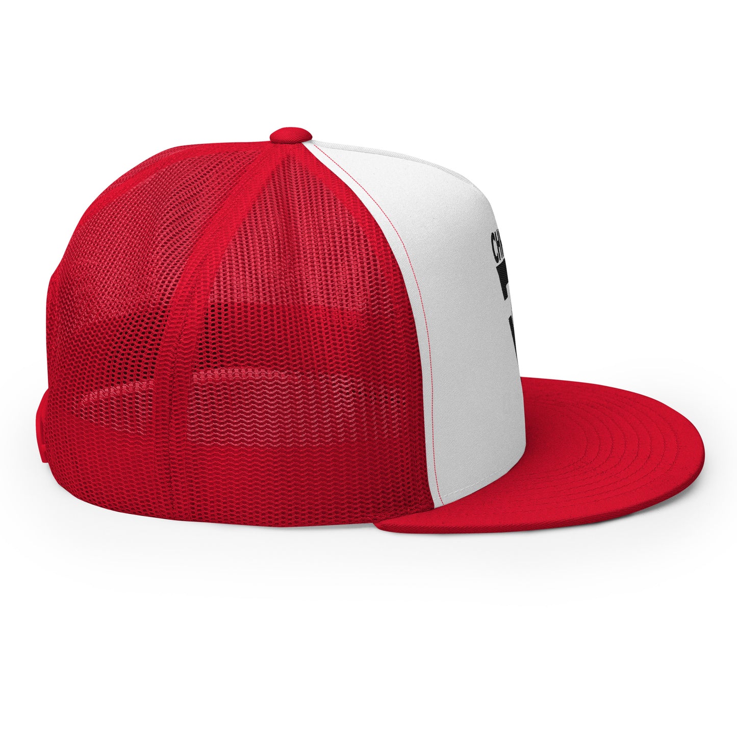 CHRISTFIT - ORIGINAL COLLECTION - BLACK on WHITE with RED BACK - Open Back Trucker Cap