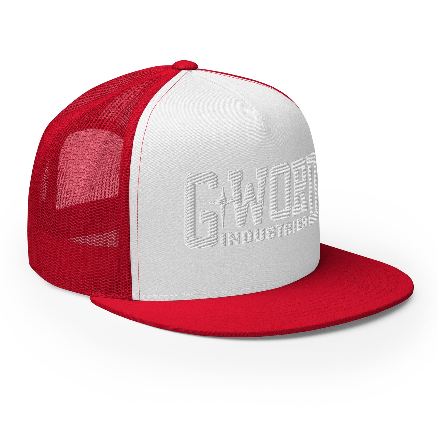 GWORD INDUSTRIES - THE LIVING TRUTH COLLECTION - White on White on Red Back - Open Back Trucker Cap