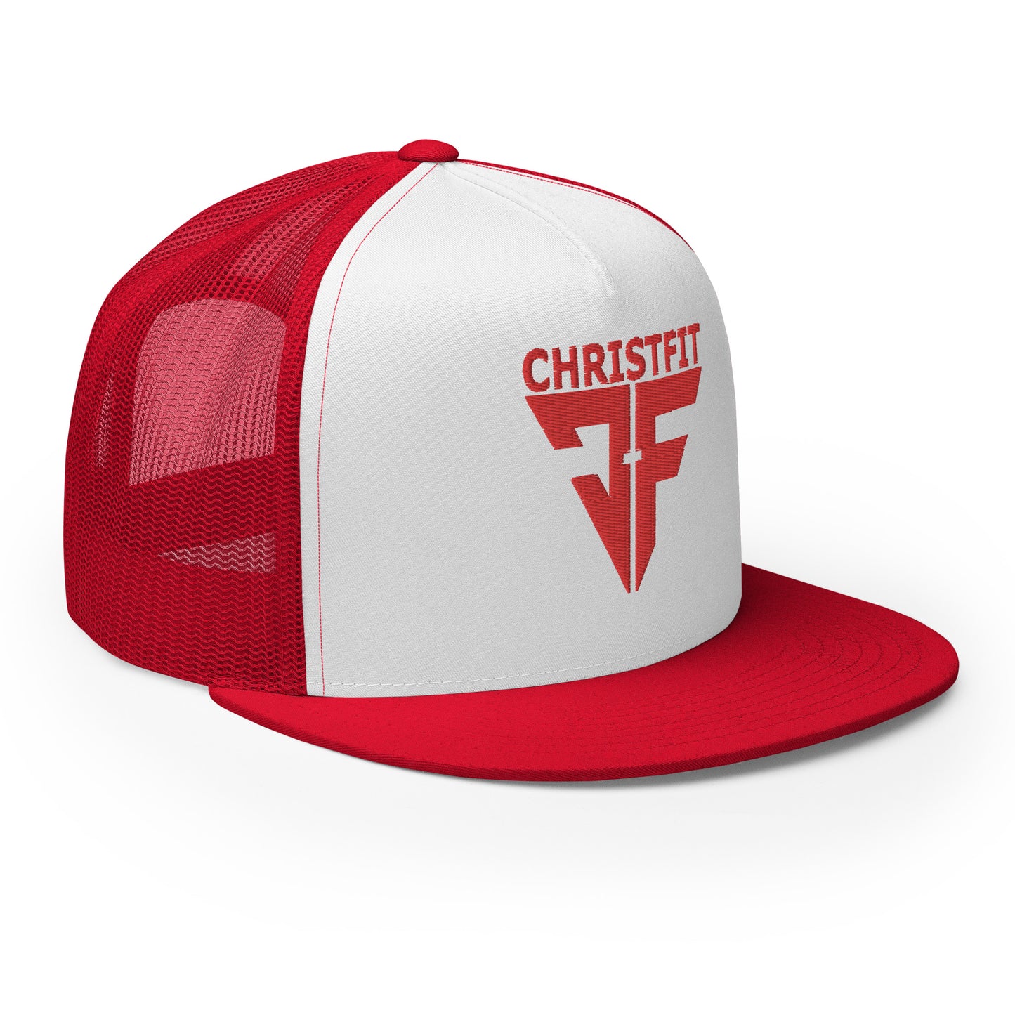 CHRISTFIT - ORIGINAL COLLECTION - RED on WHITE with RED BACK - Open Back Trucker Cap