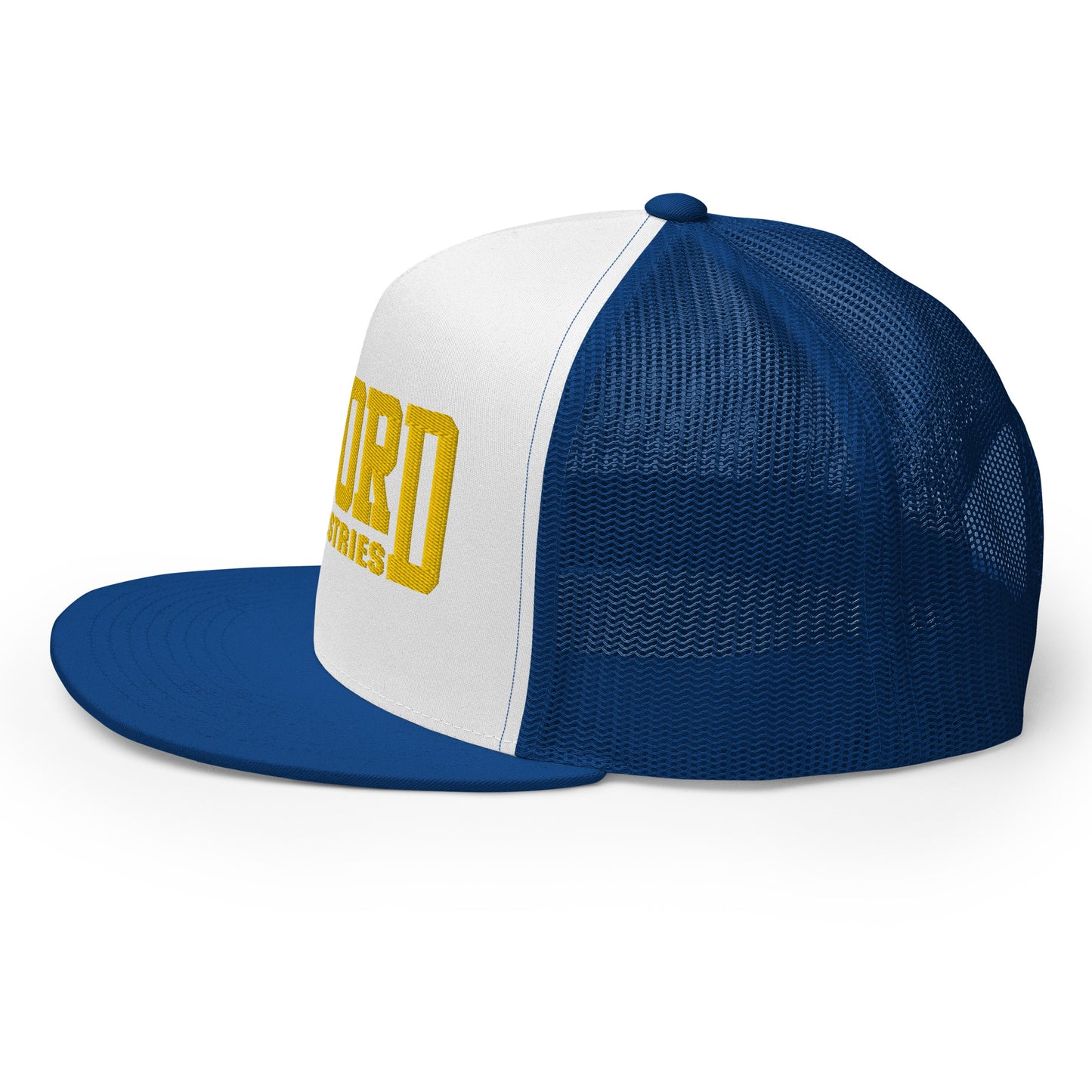 GWORD INDUSTRIES - THE LIVING TRUTH COLLECTION - Gold on White on Blue Back - Open Back Trucker Cap
