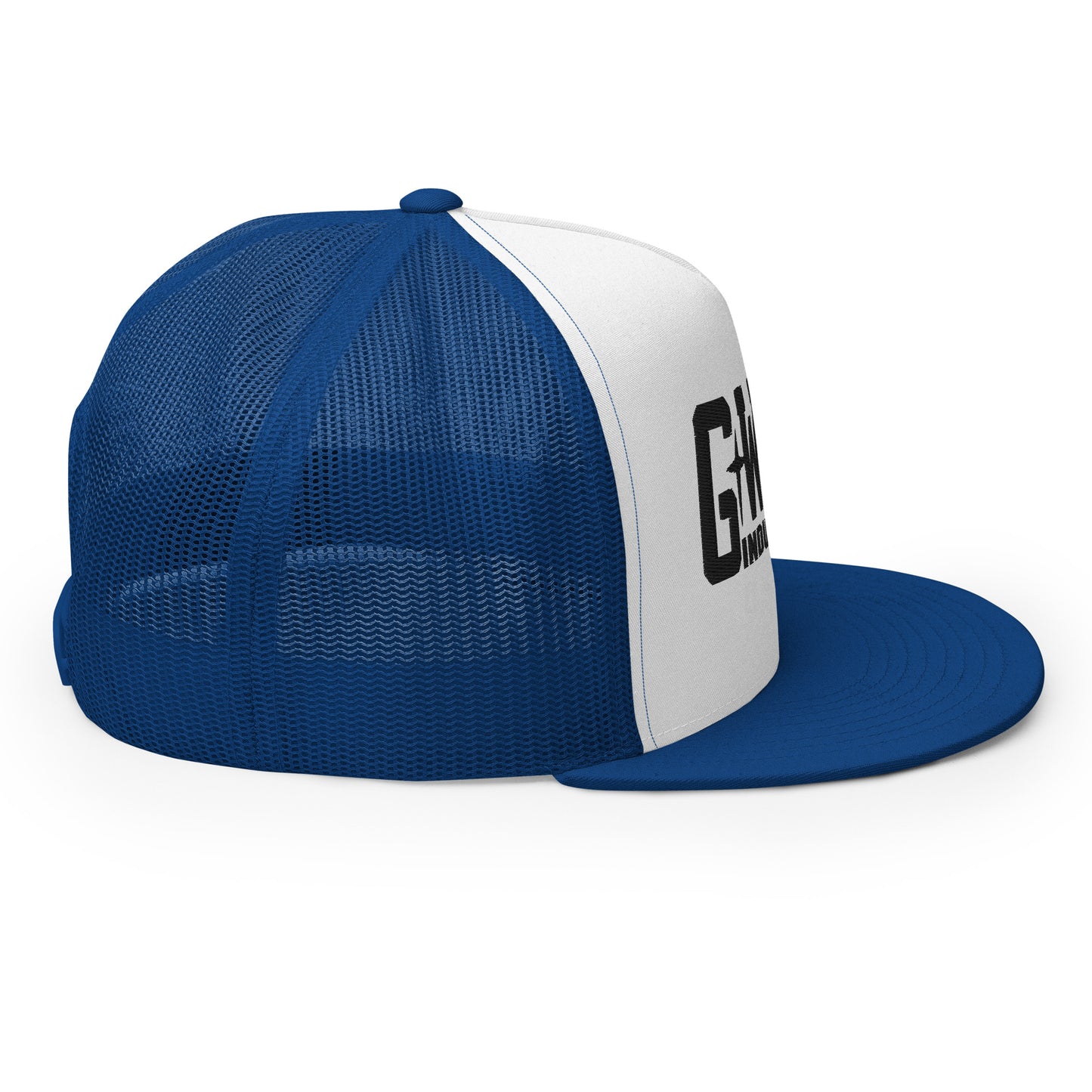 GWORD INDUSTRIES - THE LIVING TRUTH COLLECTION - Black on White on Blue Back - Open Back Trucker Cap