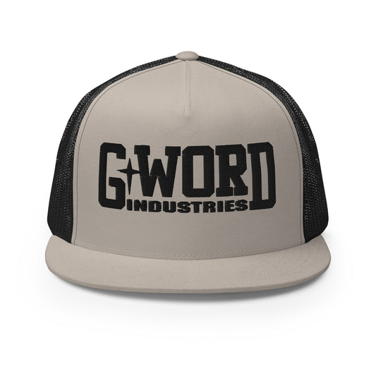 GWORD INDUSTRIES - THE LIVING TRUTH COLLECTION - Black on Silver on Black Back - Open Back Trucker Cap