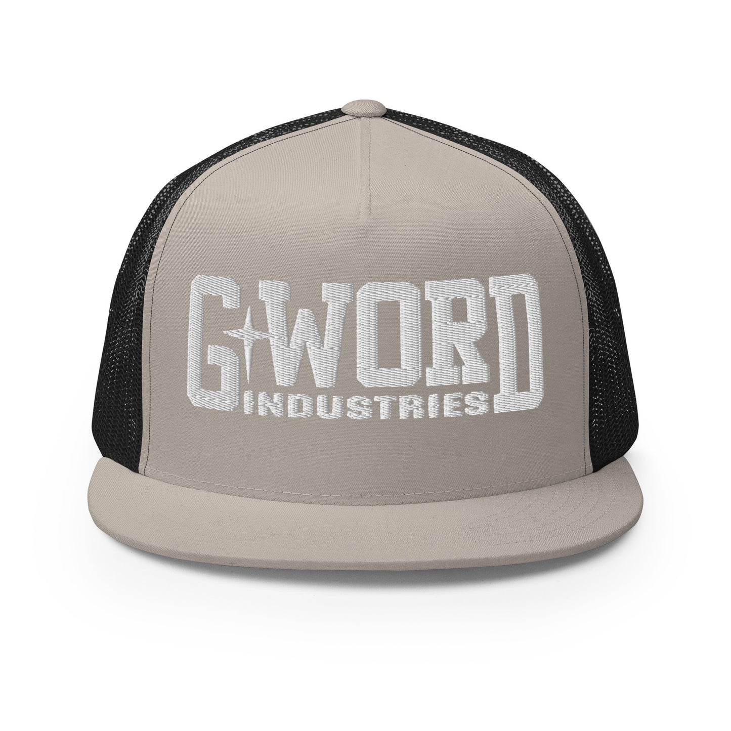 GWORD INDUSTRIES - THE LIVING TRUTH COLLECTION - White on Silver on Black Back - Open Back Trucker Cap