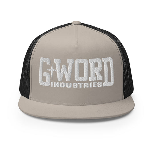 GWORD INDUSTRIES - THE LIVING TRUTH COLLECTION - White on Silver on Black Back - Open Back Trucker Cap