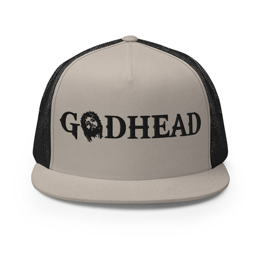 GODHEAD - CHRIST COLLECTION - BLACK on SILVER on BLACK BACK - Open Back Trucker Cap
