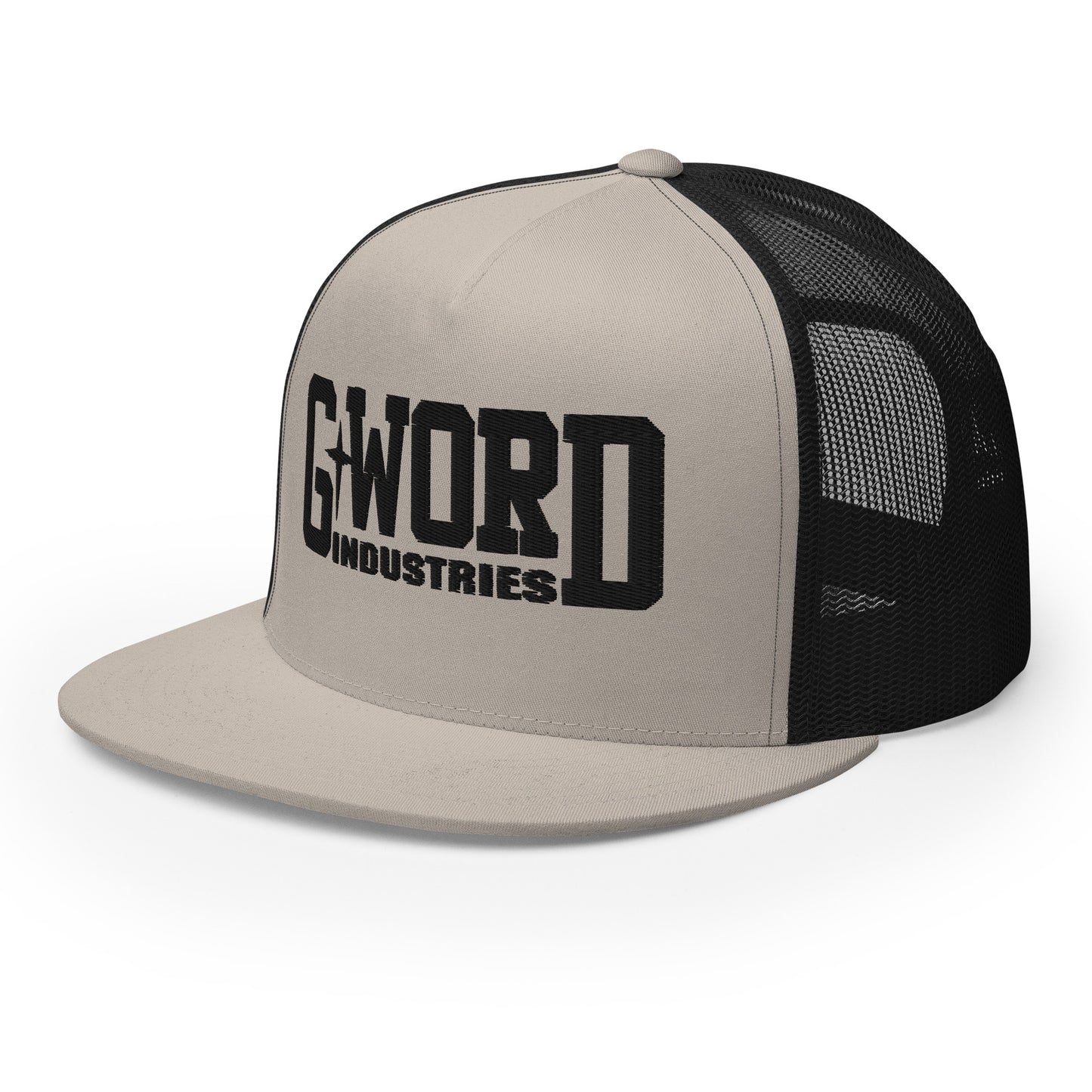 GWORD INDUSTRIES - THE LIVING TRUTH COLLECTION - Black on Silver on Black Back - Open Back Trucker Cap