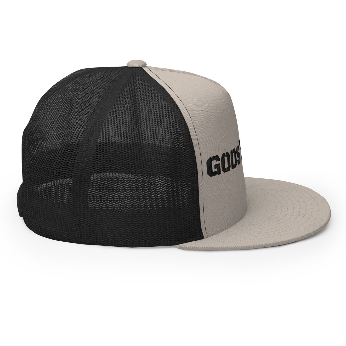GODS ARMY - TRUE NORTH COLLECTION - Black on Silver on Black Back - Open Back Trucker Cap