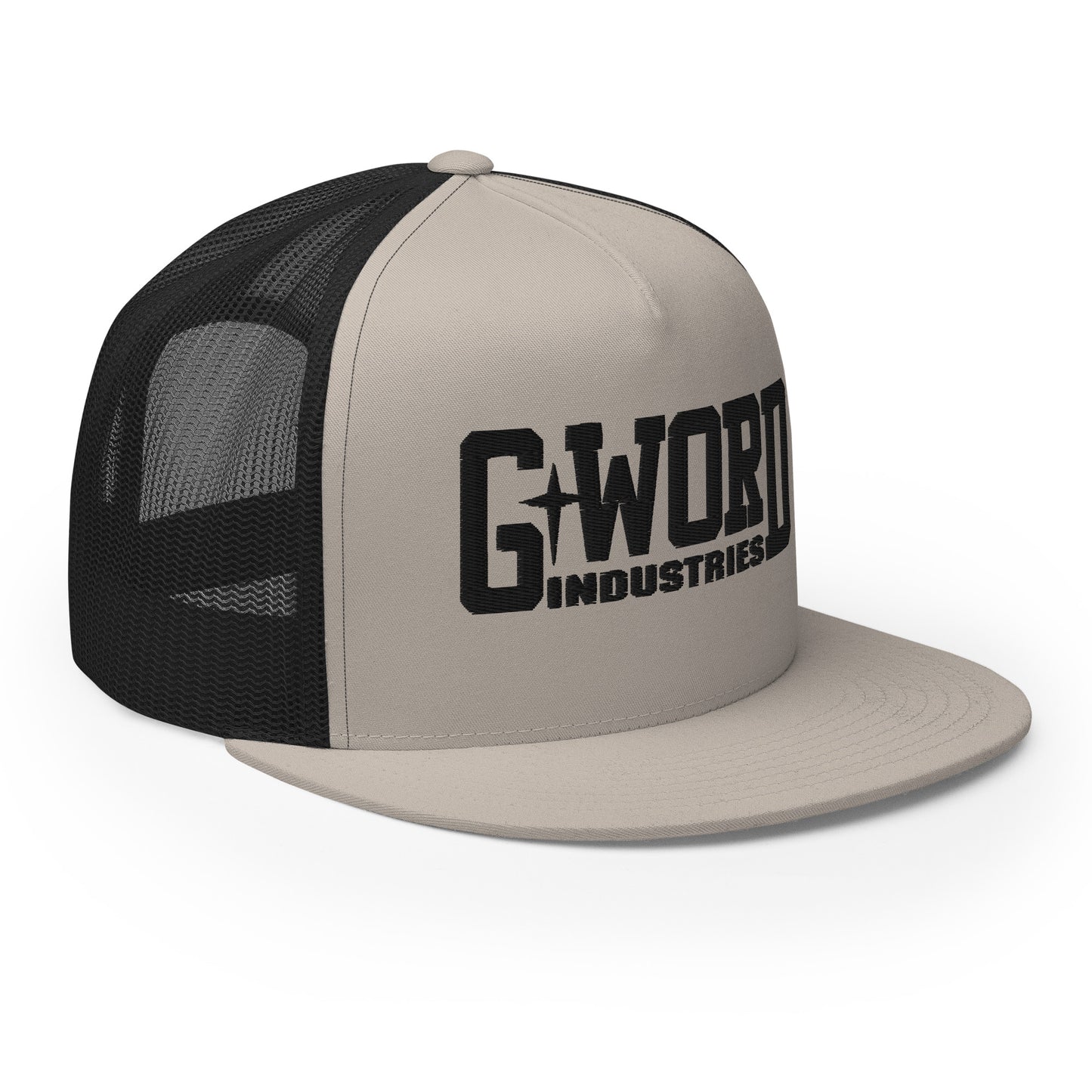 GWORD INDUSTRIES - THE LIVING TRUTH COLLECTION - Black on Silver on Black Back - Open Back Trucker Cap