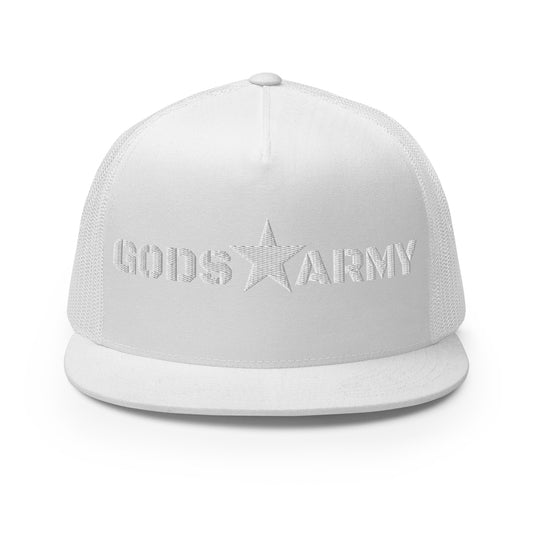 GODS ARMY - TRUE NORTH COLLECTION - White on White on White Back - Open Back Trucker Cap
