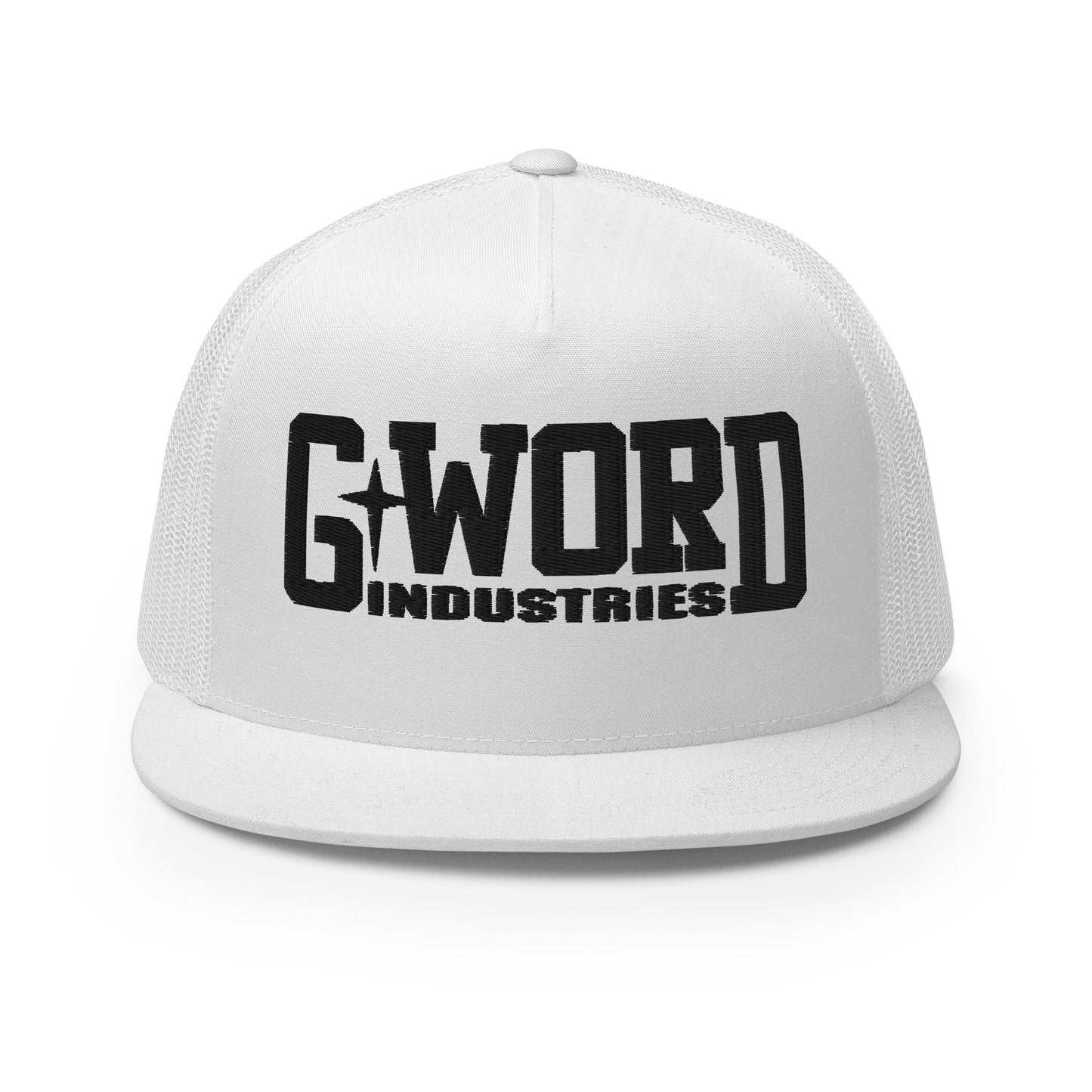 GWORD INDUSTRIES - THE LIVING TRUTH COLLECTION - Black on White on White Back - Open Back Trucker Cap