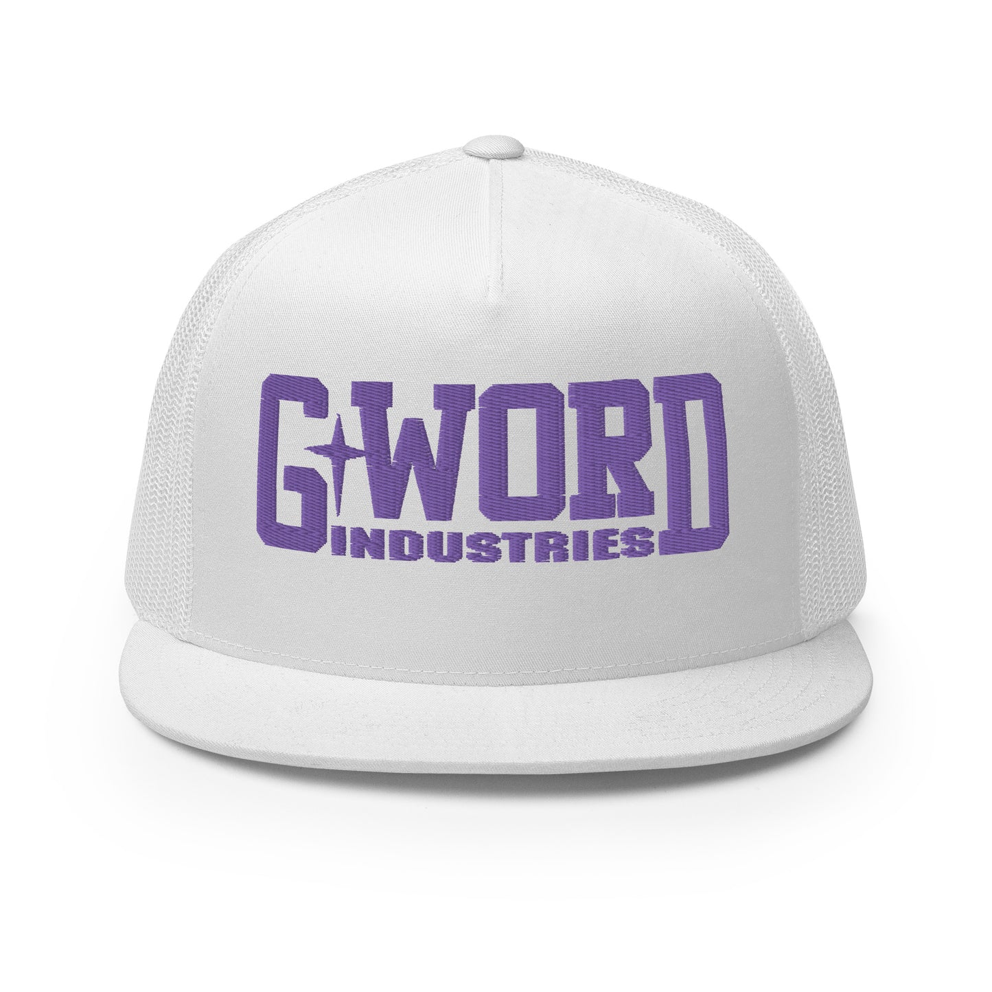 GWORD INDUSTRIES - THE LIVING TRUTH COLLECTION - Purple on White on White Back - Open Back Trucker Cap