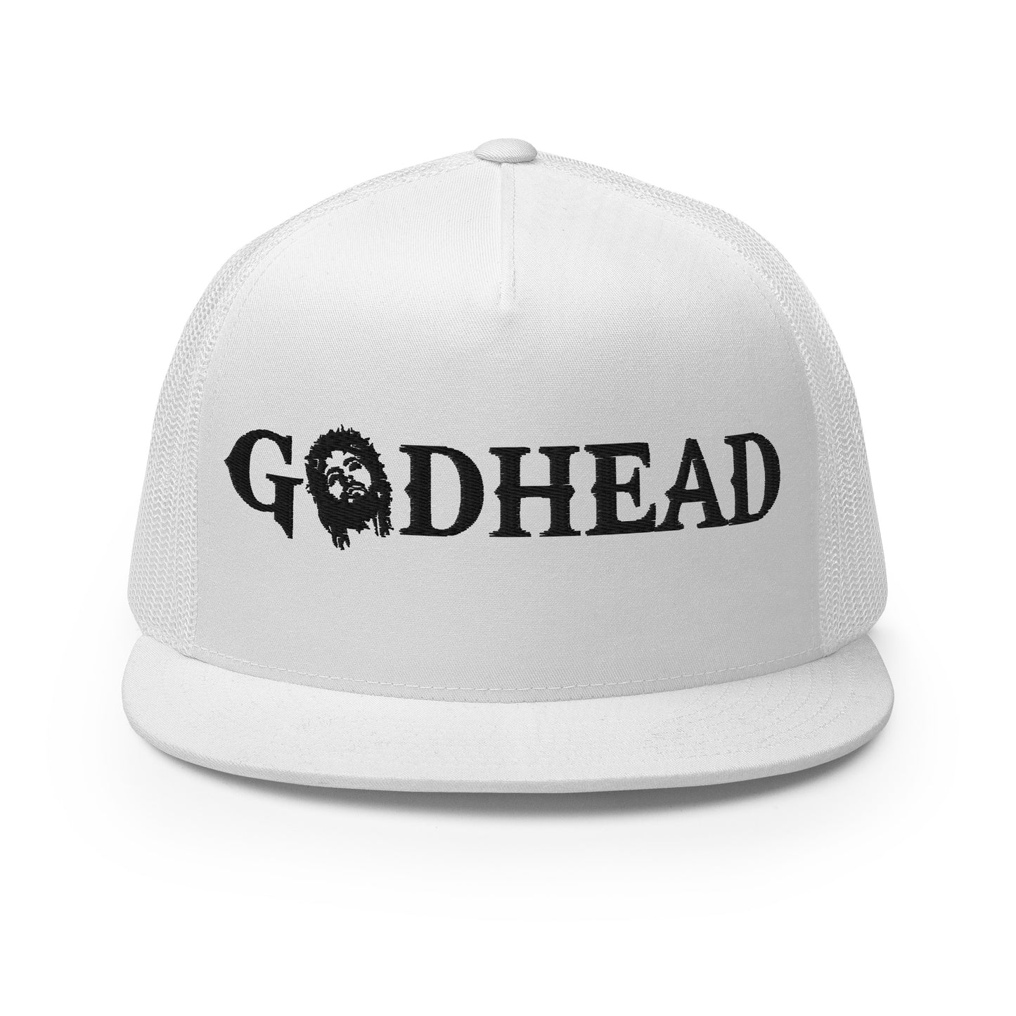 GODHEAD - CHRIST COLLECTION - BLACK on WHITE - Open Back Trucker Cap