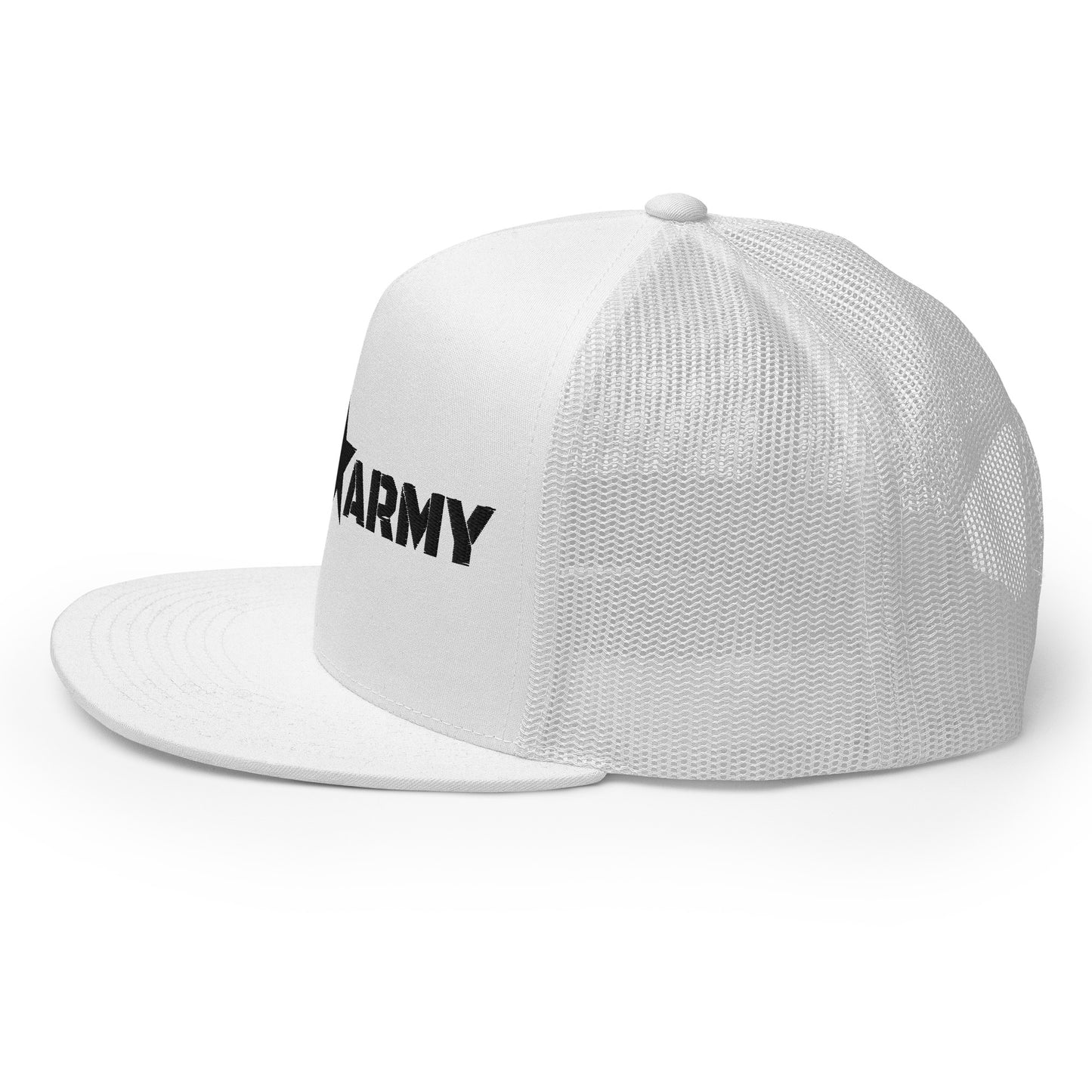 GODS ARMY - TRUE NORTH COLLECTION - Black on White on White Back - Open Back Trucker Cap