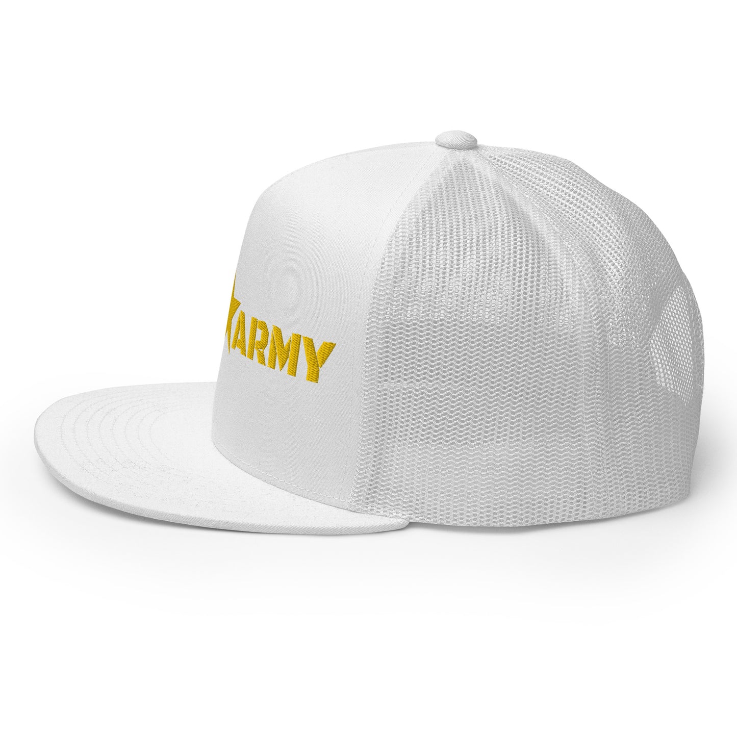 GODS ARMY - TRUE NORTH COLLECTION - Gold on White on White Back - Open Back Trucker Cap