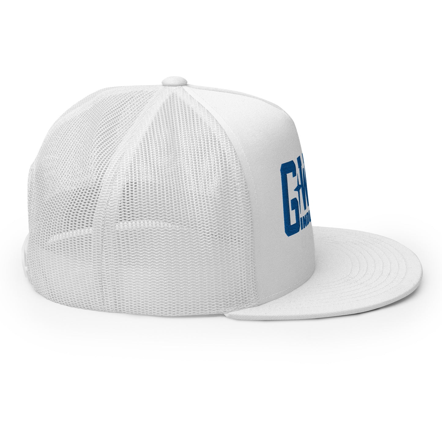 GWORD INDUSTRIES - THE LIVING TRUTH COLLECTION - Blue on White on White Back - Open Back Trucker Cap