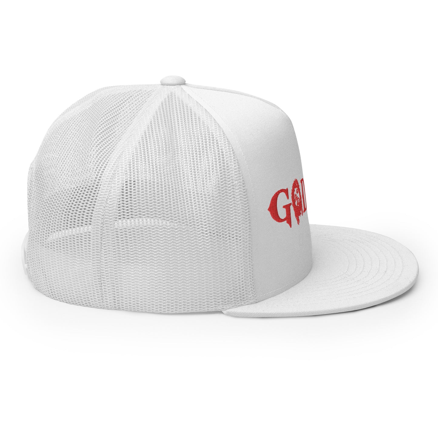 GODHEAD - CHRIST COLLECTION - BLOOD RED on WHITE - Open Back Trucker Cap