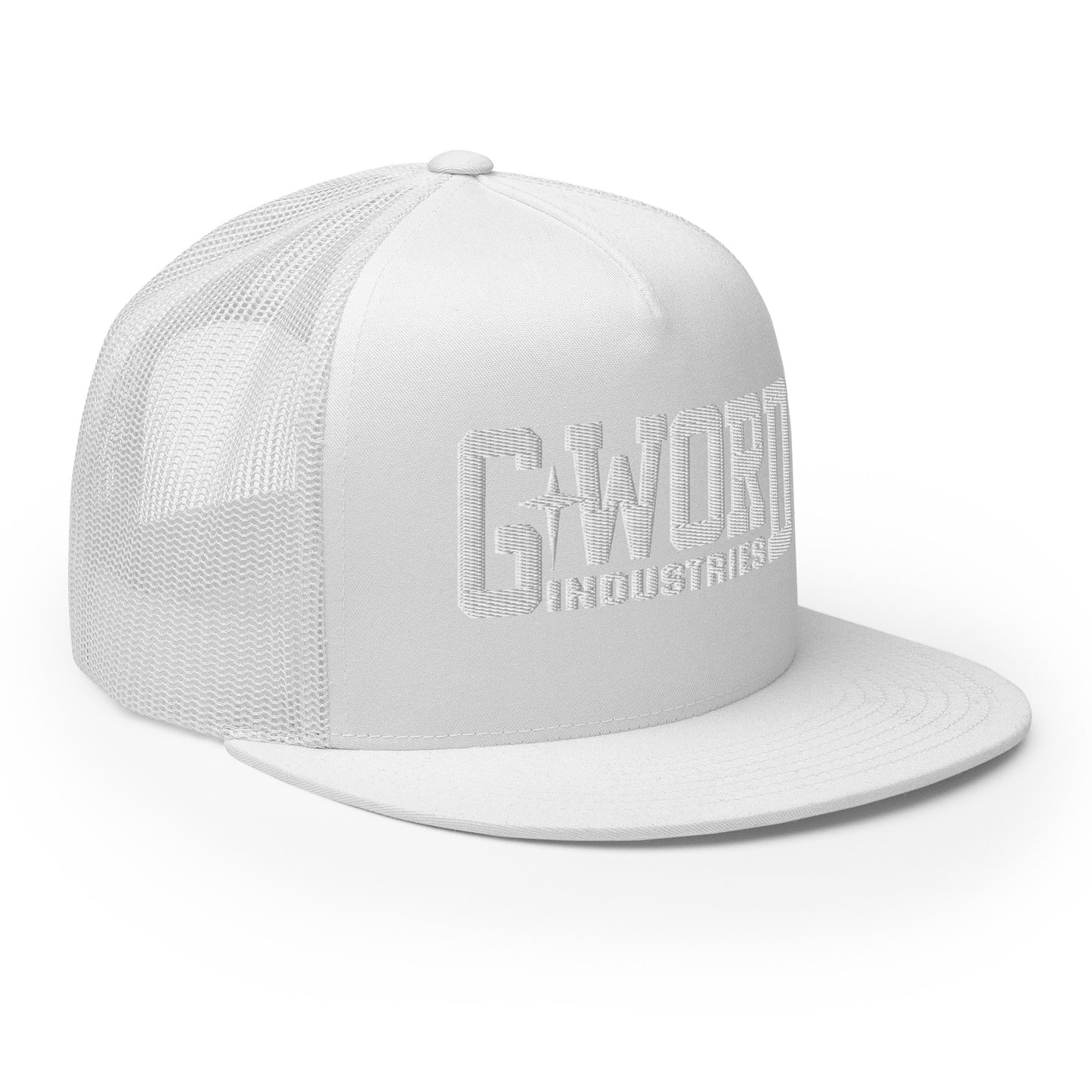 GWORD INDUSTRIES - THE LIVING TRUTH COLLECTION - White on White on White Back - Open Back Trucker Cap