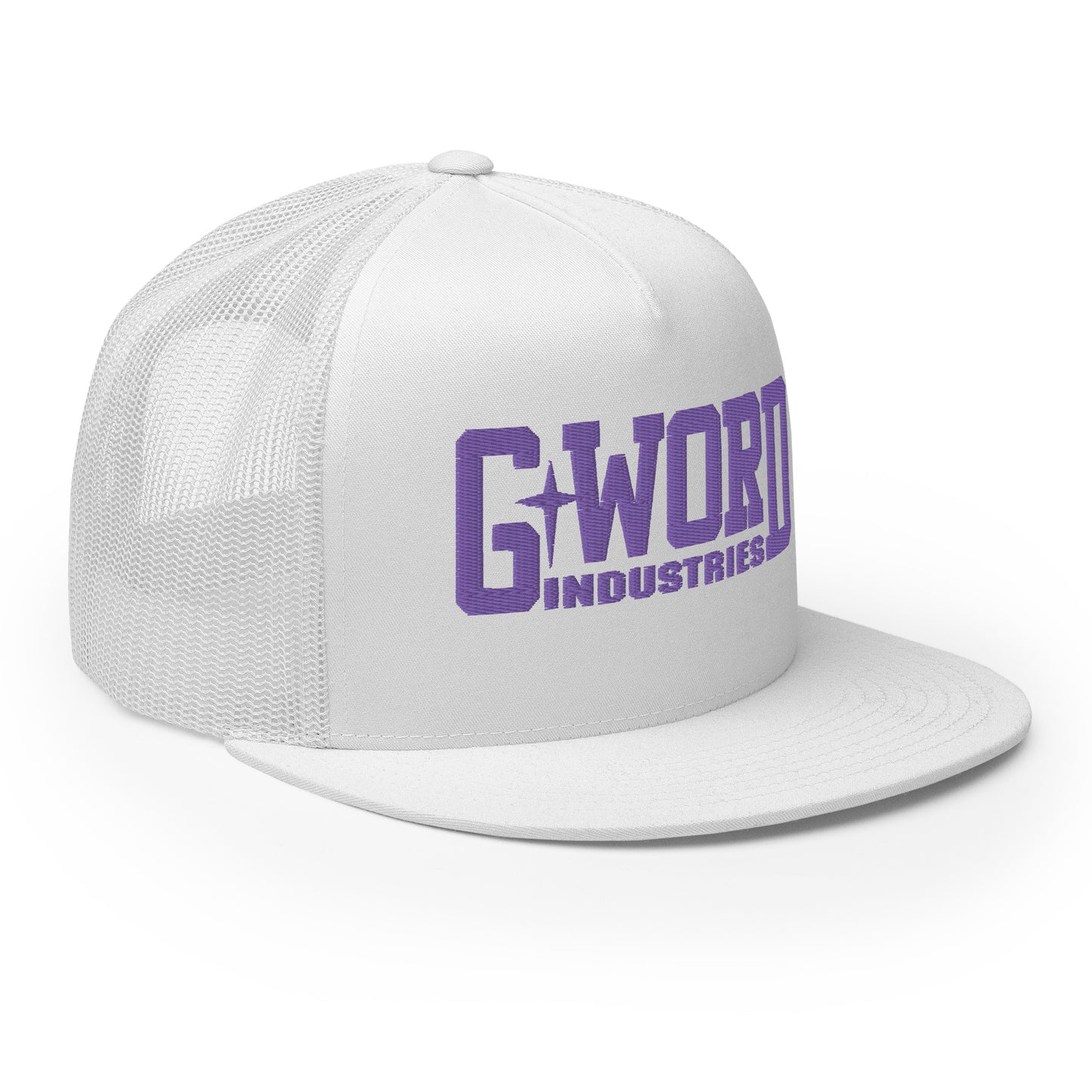 GWORD INDUSTRIES - THE LIVING TRUTH COLLECTION - Purple on White on White Back - Open Back Trucker Cap