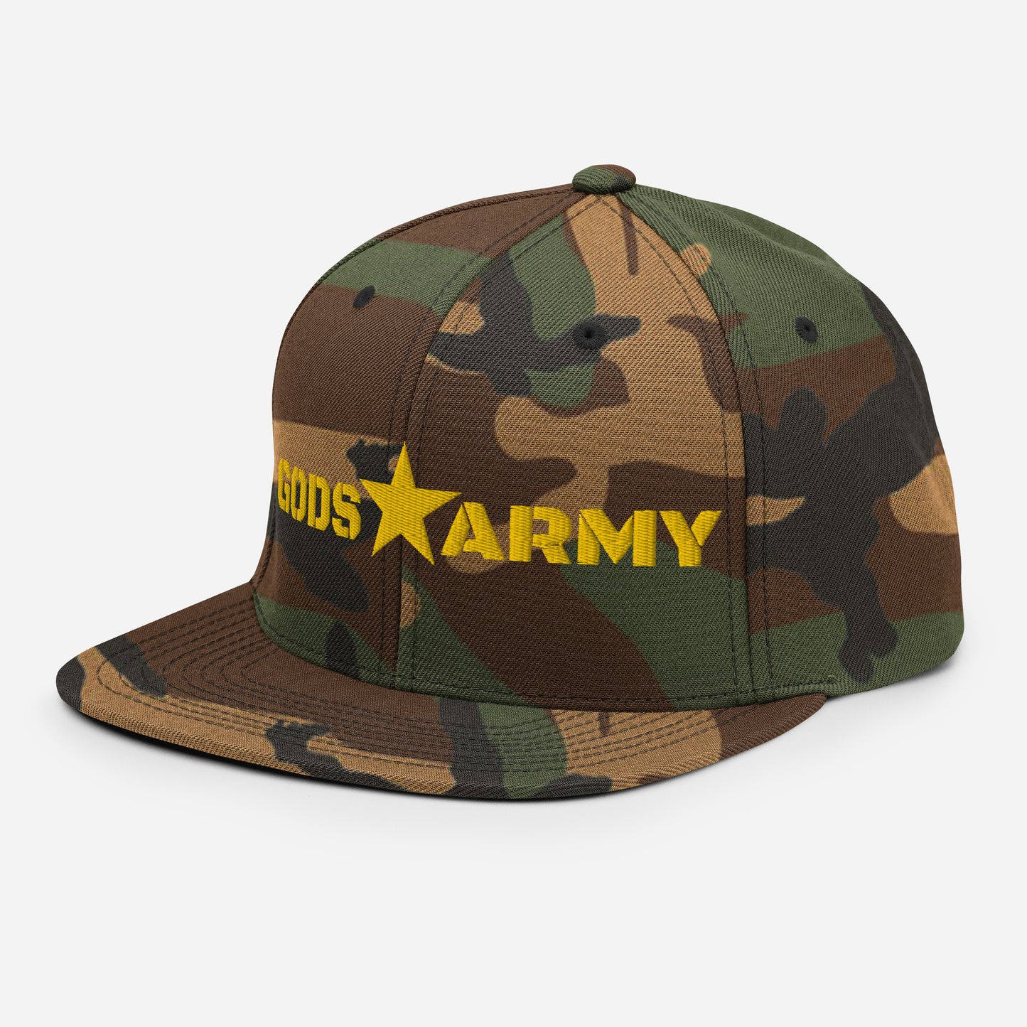 GODS ARMY - TRUE NORTH COLLECTION - Gold on Green Camo - Snapback Hat