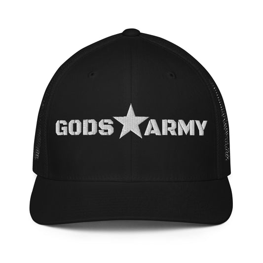 GODS ARMY - TRUE NORTH COLLECTION - White on Black - Closed-back trucker cap