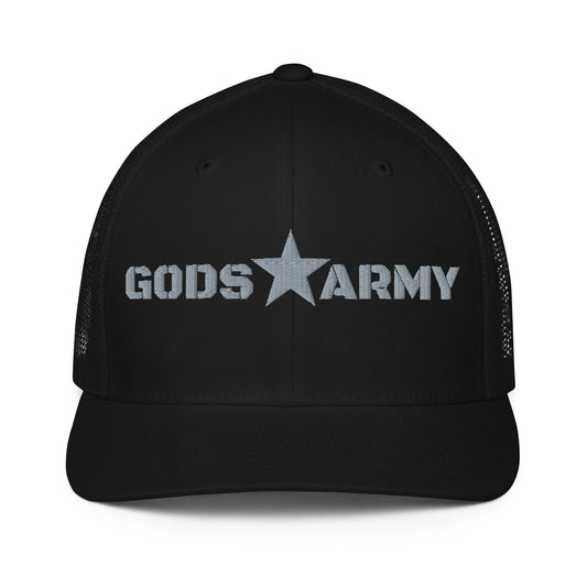GODS ARMY - TRUE NORTH COLLECTION - Grey\Gray on Black - Closed-back trucker cap