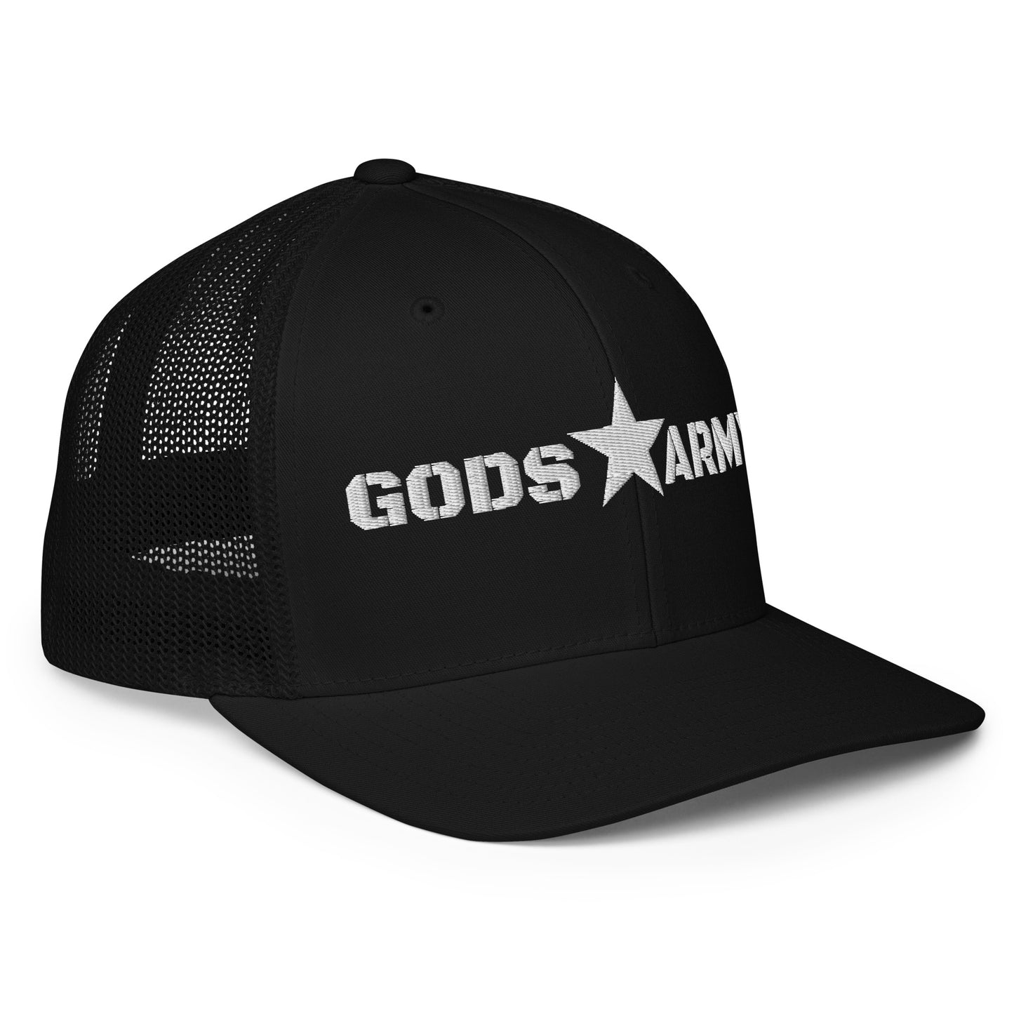 GODS ARMY - TRUE NORTH COLLECTION - White on Black - Closed-back trucker cap