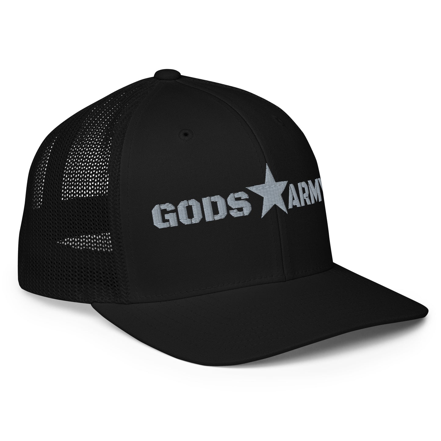 GODS ARMY - TRUE NORTH COLLECTION - Grey\Gray on Black - Closed-back trucker cap