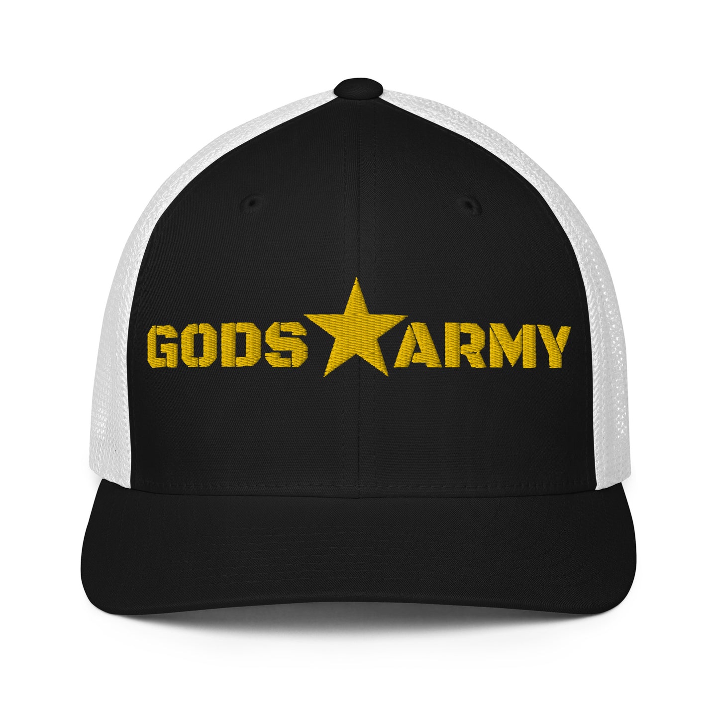 GODS ARMY - TRUE NORTH COLLECTION - Gold on Black with White Back - Closed-back trucker cap