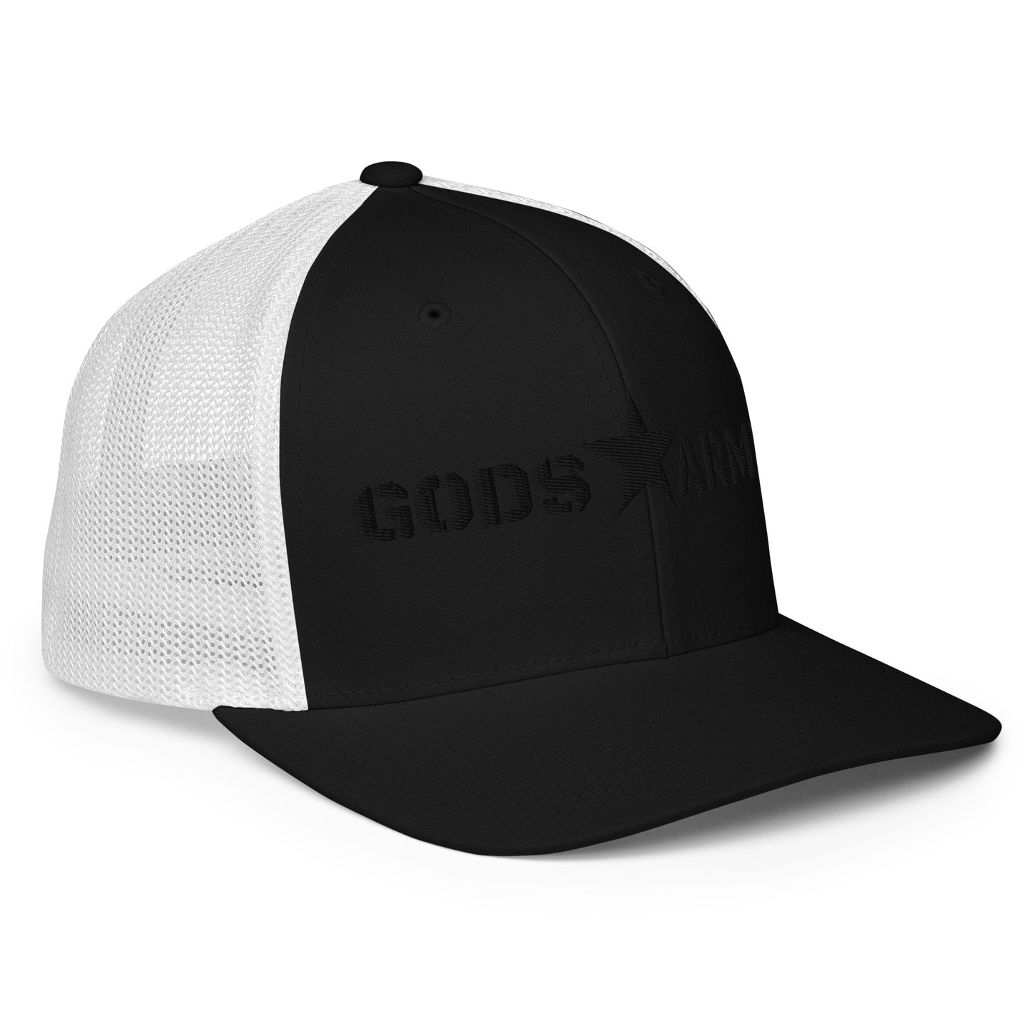GODS ARMY - TRUE NORTH COLLECTION - Black on Black with White Back - Closed-back trucker cap