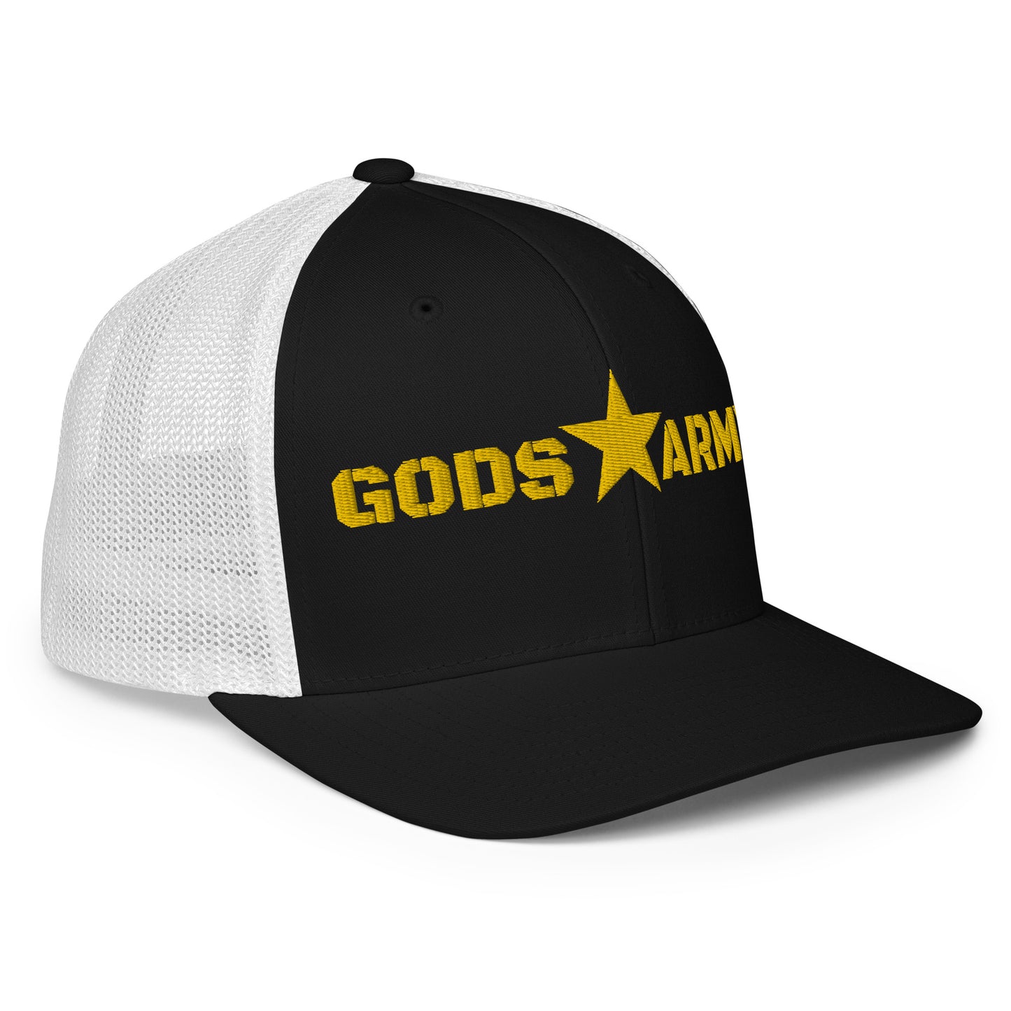 GODS ARMY - TRUE NORTH COLLECTION - Gold on Black with White Back - Closed-back trucker cap
