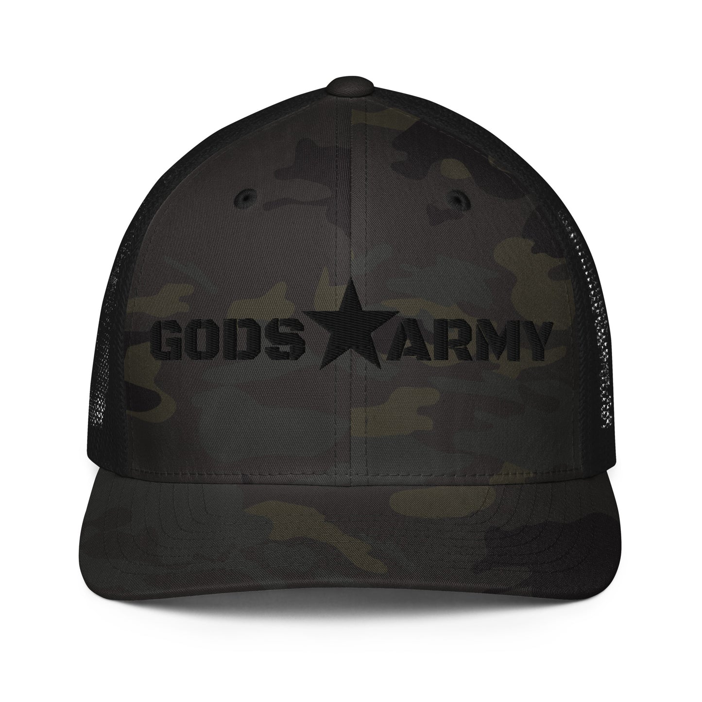GODS ARMY - TRUE NORTH COLLECTION - Black on Black Camo- Closed-back trucker cap