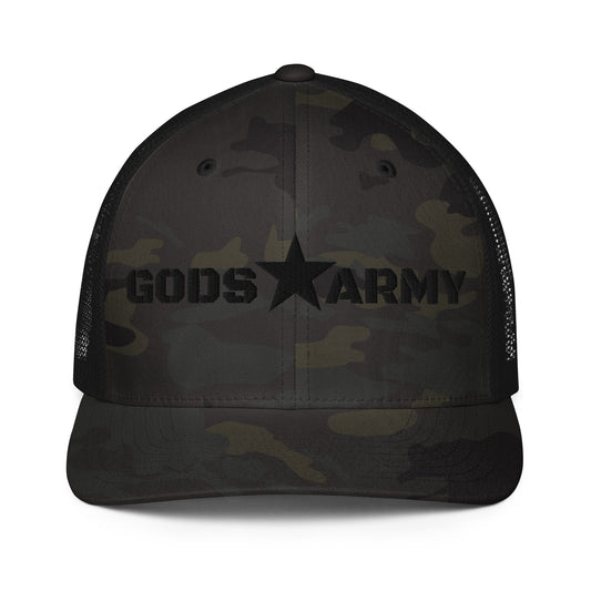 GODS ARMY - TRUE NORTH COLLECTION - Black on Black Camo- Closed-back trucker cap