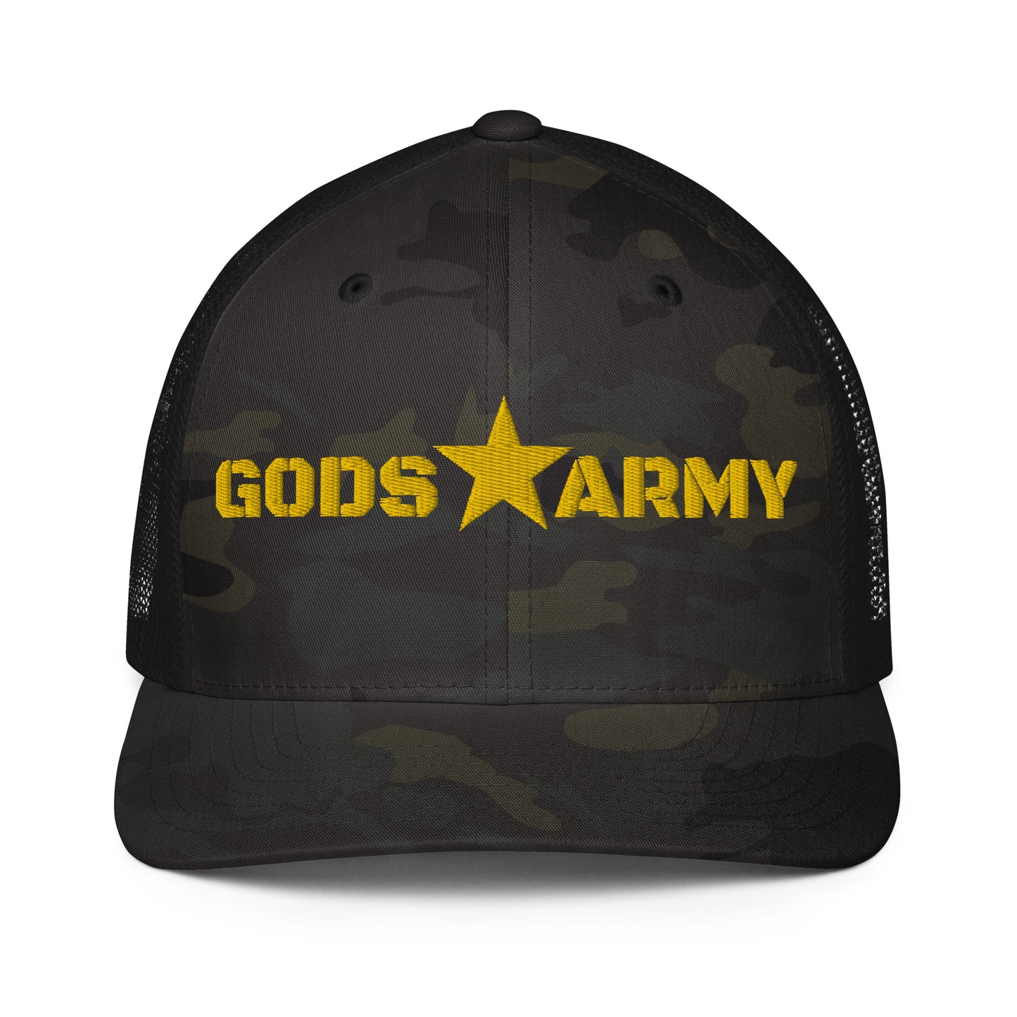 GODS ARMY - TRUE NORTH COLLECTION - Gold on Black Camo - Closed-back trucker cap