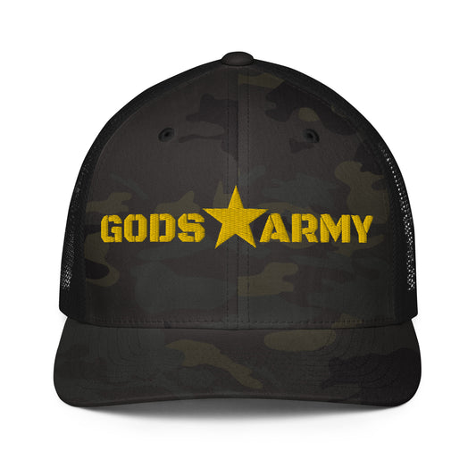 GODS ARMY - TRUE NORTH COLLECTION - Gold on Black Camo - Closed-back trucker cap