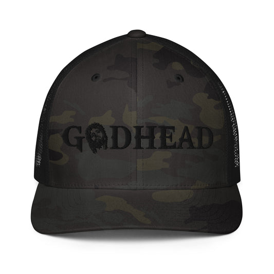 GODHEAD - CHRIST COLLECTION - BLACK on BLACK CAMO with BLACK BACK - Closed Back Trucker Cap