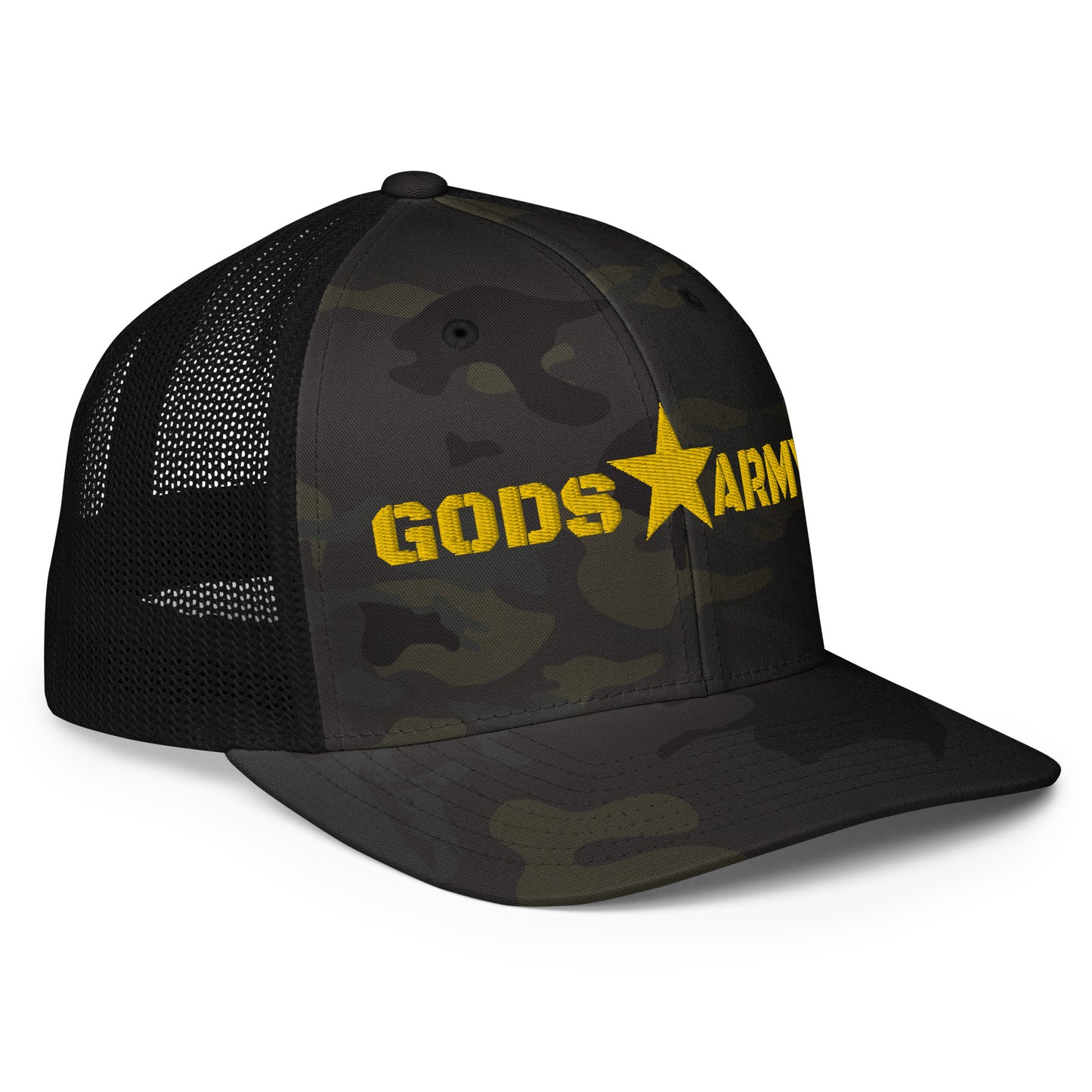 GODS ARMY - TRUE NORTH COLLECTION - Gold on Black Camo - Closed-back trucker cap