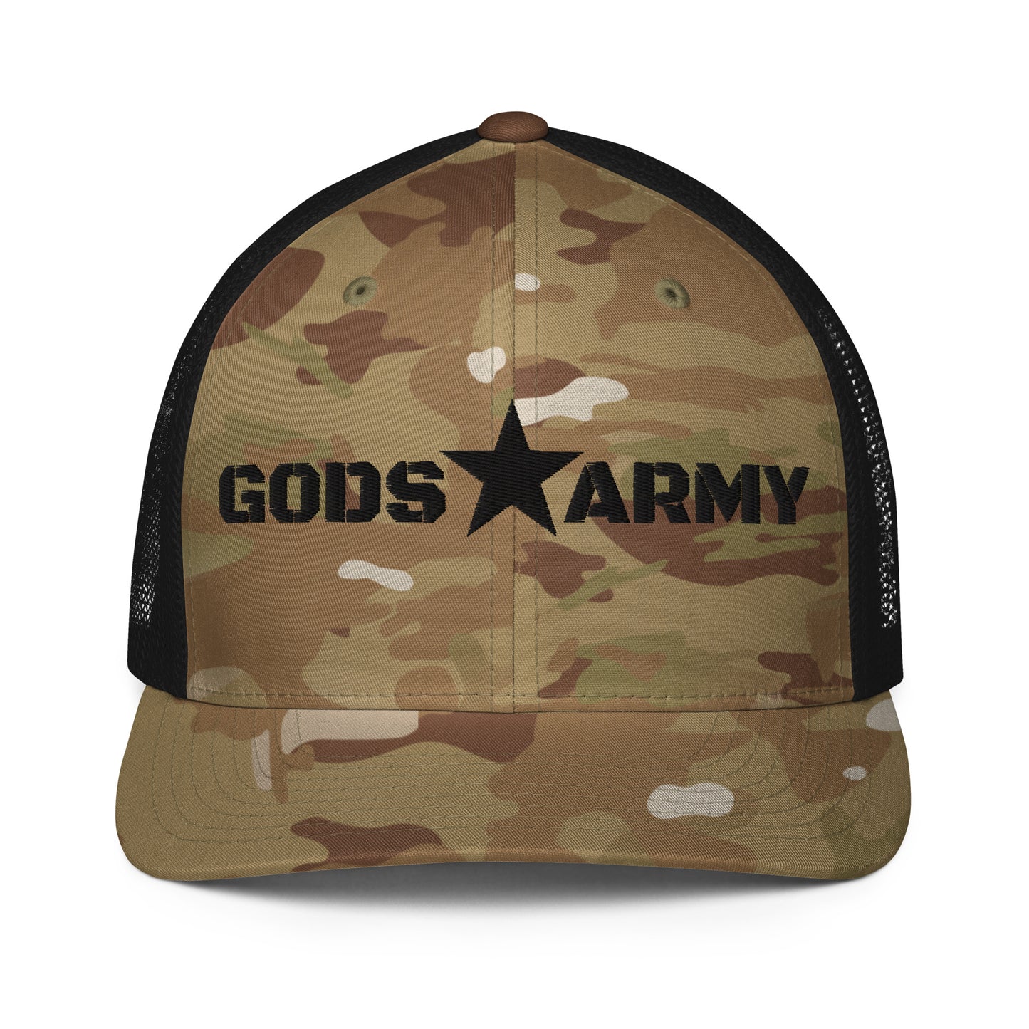 GODS ARMY - TRUE NORTH COLLECTION - Black on Brown Camo - Closed-back trucker cap