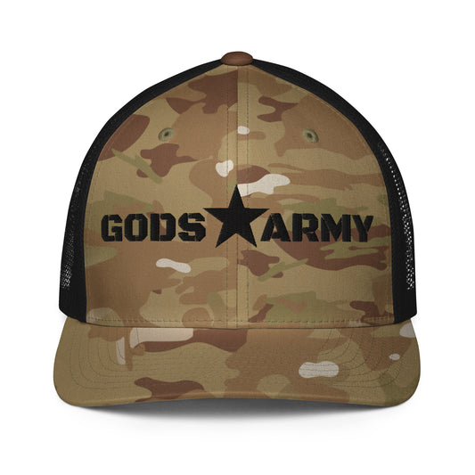 GODS ARMY - TRUE NORTH COLLECTION - Black on Brown Camo - Closed-back trucker cap