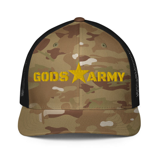 GODS ARMY - TRUE NORTH COLLECTION - Gold on Brown Camo - Closed-back trucker cap