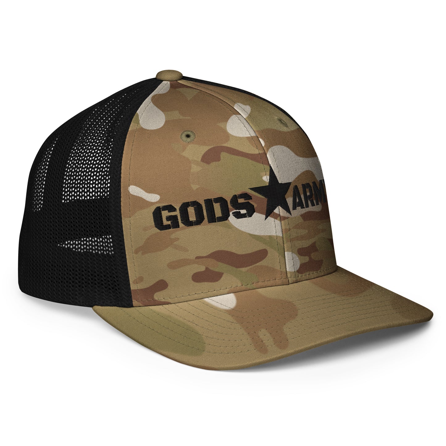 GODS ARMY - TRUE NORTH COLLECTION - Black on Brown Camo - Closed-back trucker cap
