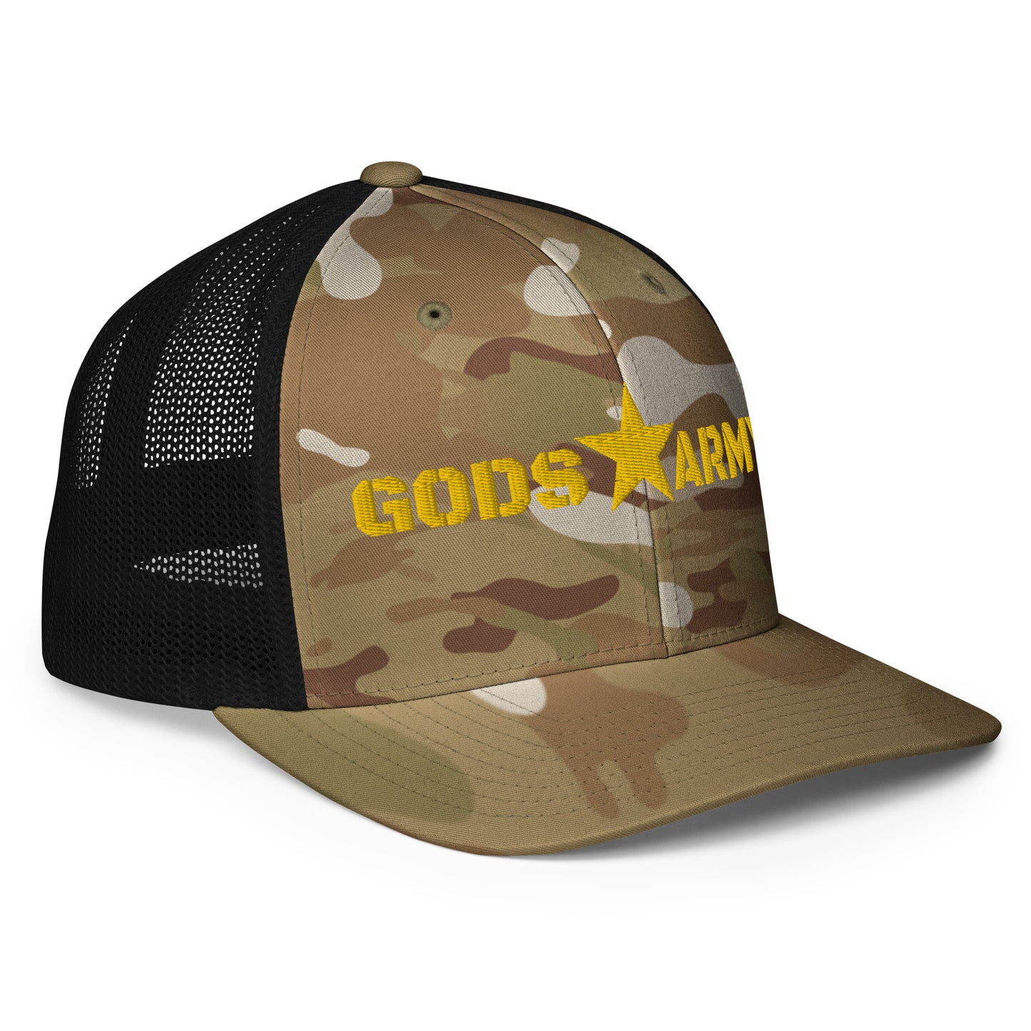 GODS ARMY - TRUE NORTH COLLECTION - Gold on Brown Camo - Closed-back trucker cap