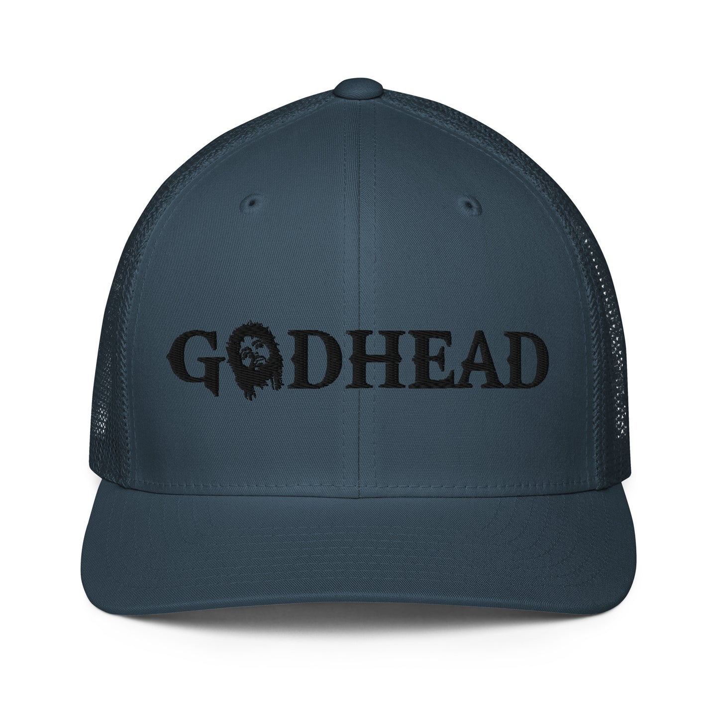 GODHEAD - CHRIST COLLECTION - BLACK on TEAL - Closed Back Trucker Cap