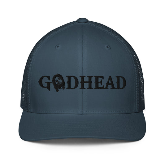 GODHEAD - CHRIST COLLECTION - BLACK on TEAL - Closed Back Trucker Cap