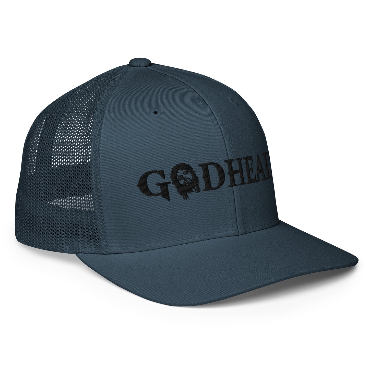 GODHEAD - CHRIST COLLECTION - BLACK on TEAL - Closed Back Trucker Cap