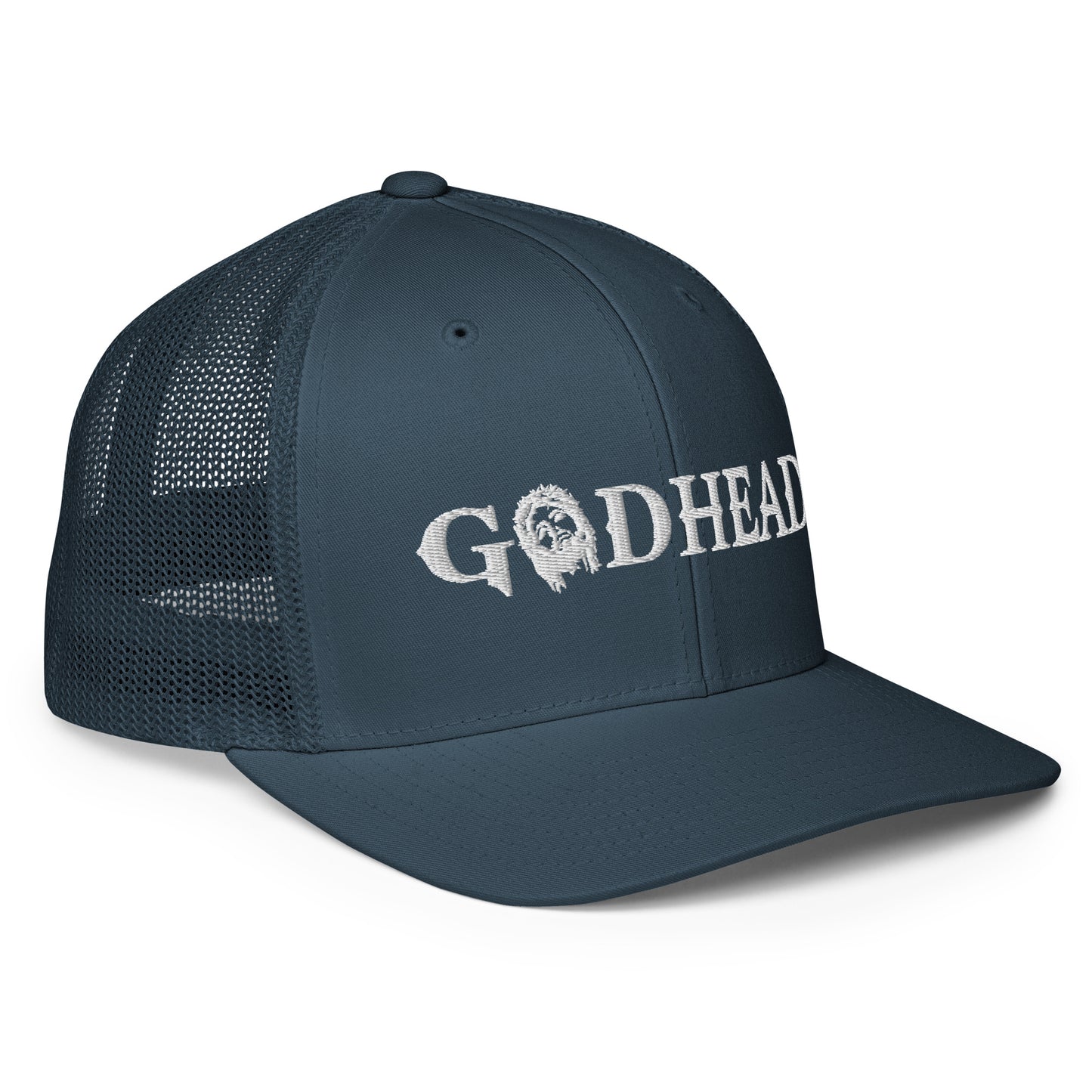 GODHEAD - CHRIST COLLECTION - WHITE on TEAL - Closed Back Trucker Cap