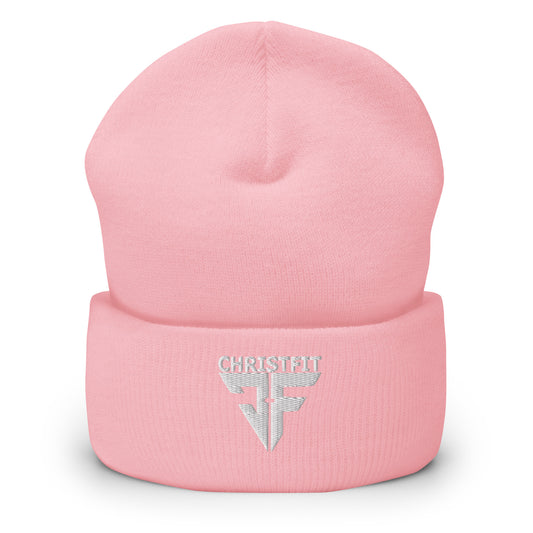 CHRISTFIT - ORIGINAL COLLECTION -  WHITE on PINK - Cuffed Beanie