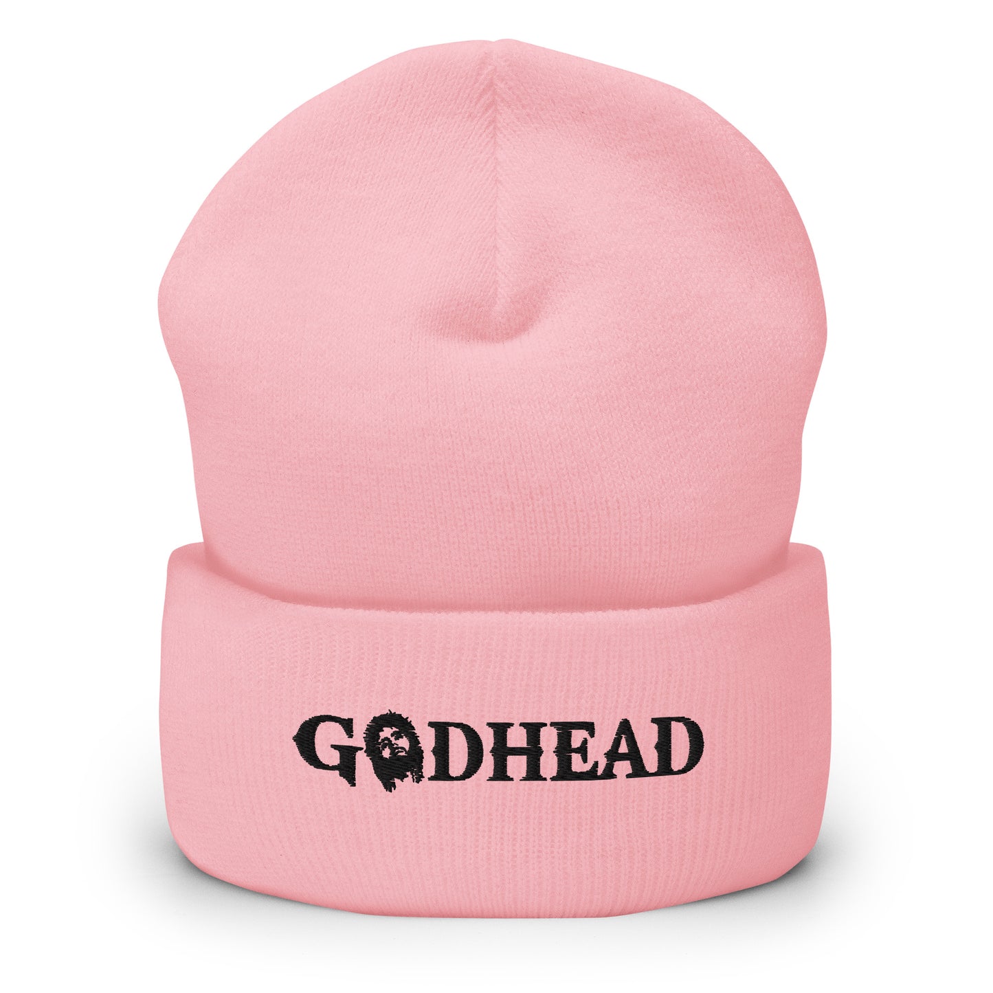 GODHEAD - CHRIST COLLECTION - BLACK on PINK - Cuffed Beanie