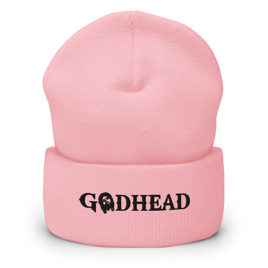 GODHEAD - CHRIST COLLECTION - BLACK on PINK - Cuffed Beanie
